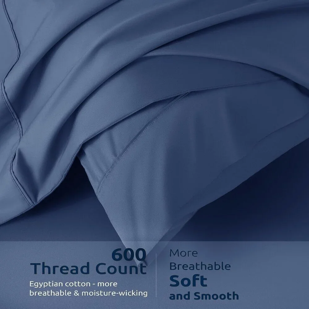 100% Cotton California King Size Duvet Covers - 600 Thread Count, Luxury Sateen